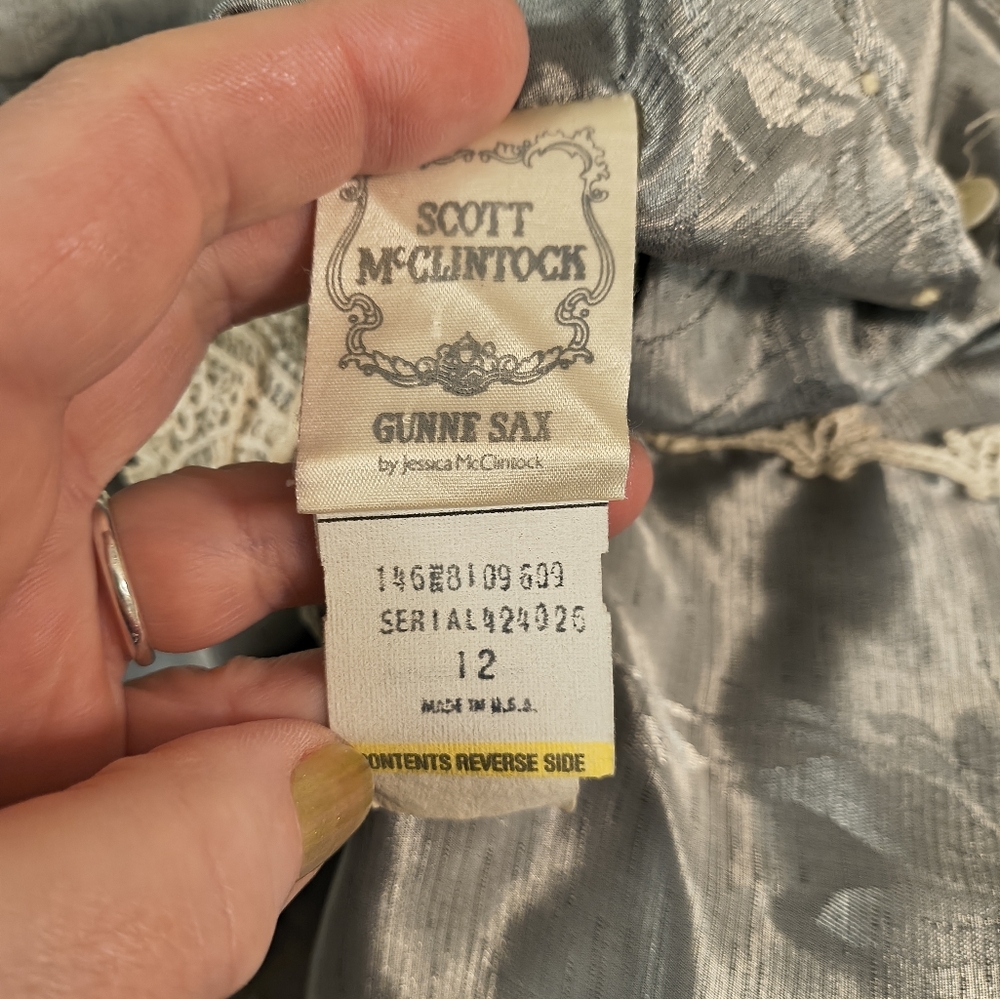 Vintage Scott McClintock For Gunne Sax Dress Silver Size 12 - Picture 8 of 9